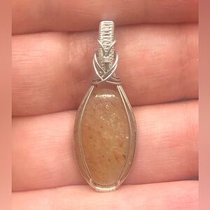 Wire Wrapped Strawberry Quartz Pendant Necklace Handmade OOAK